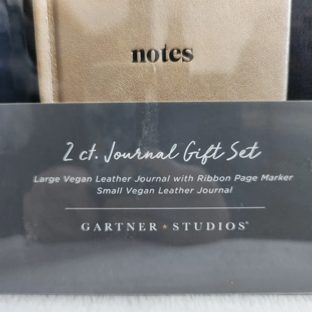 Gartner Studios Black Gold Vegan Leather Journal 2 Piece Gift Set NWT